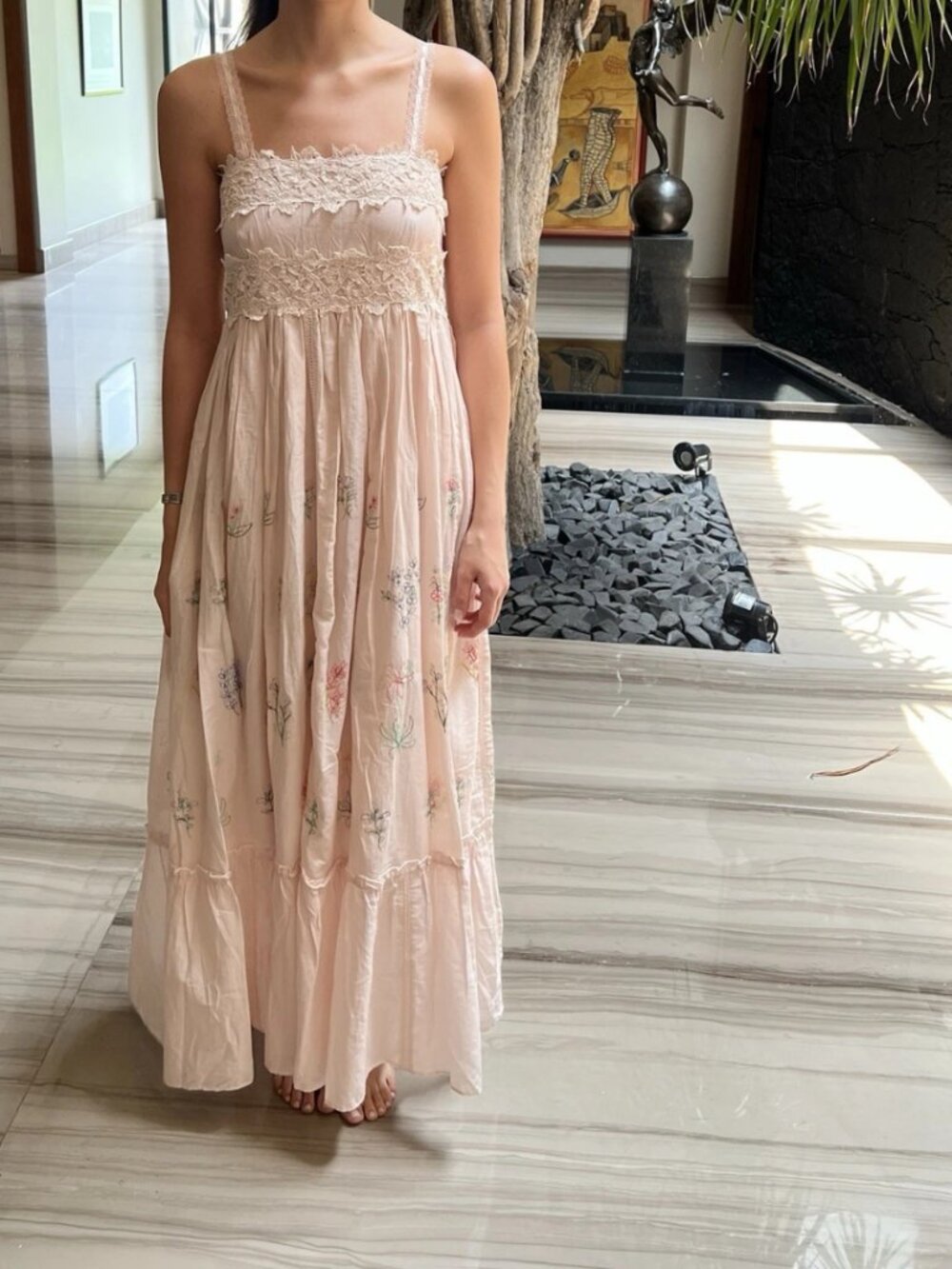 Caroline Constas Pink Floral Embroidered Cotton Guipure Lace Maxi Dress - Picture 4 of 11
